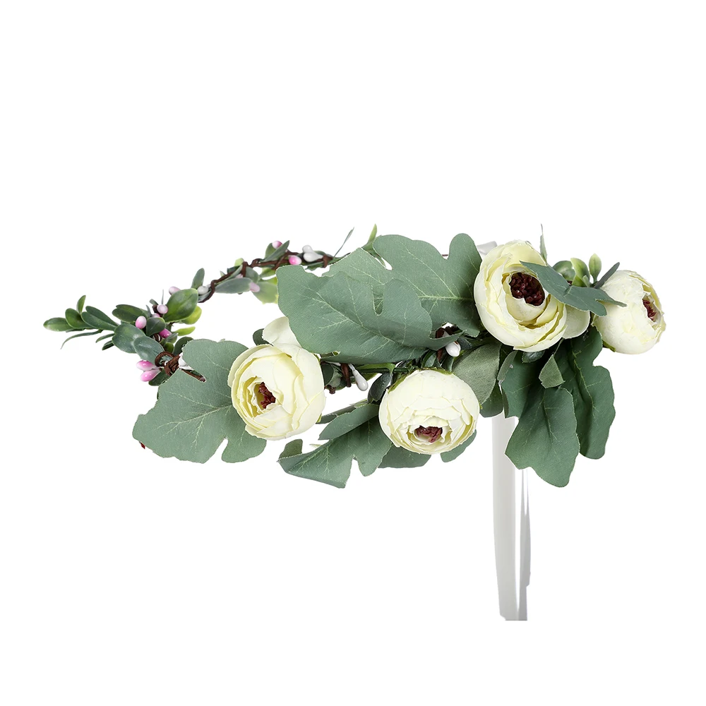Романтические короны в стиле бохо для невесты, свадебные элегантные гирлянды с цветочными листьями, венок для невесты цвета шампанского, голубой розы - Цвет: 5