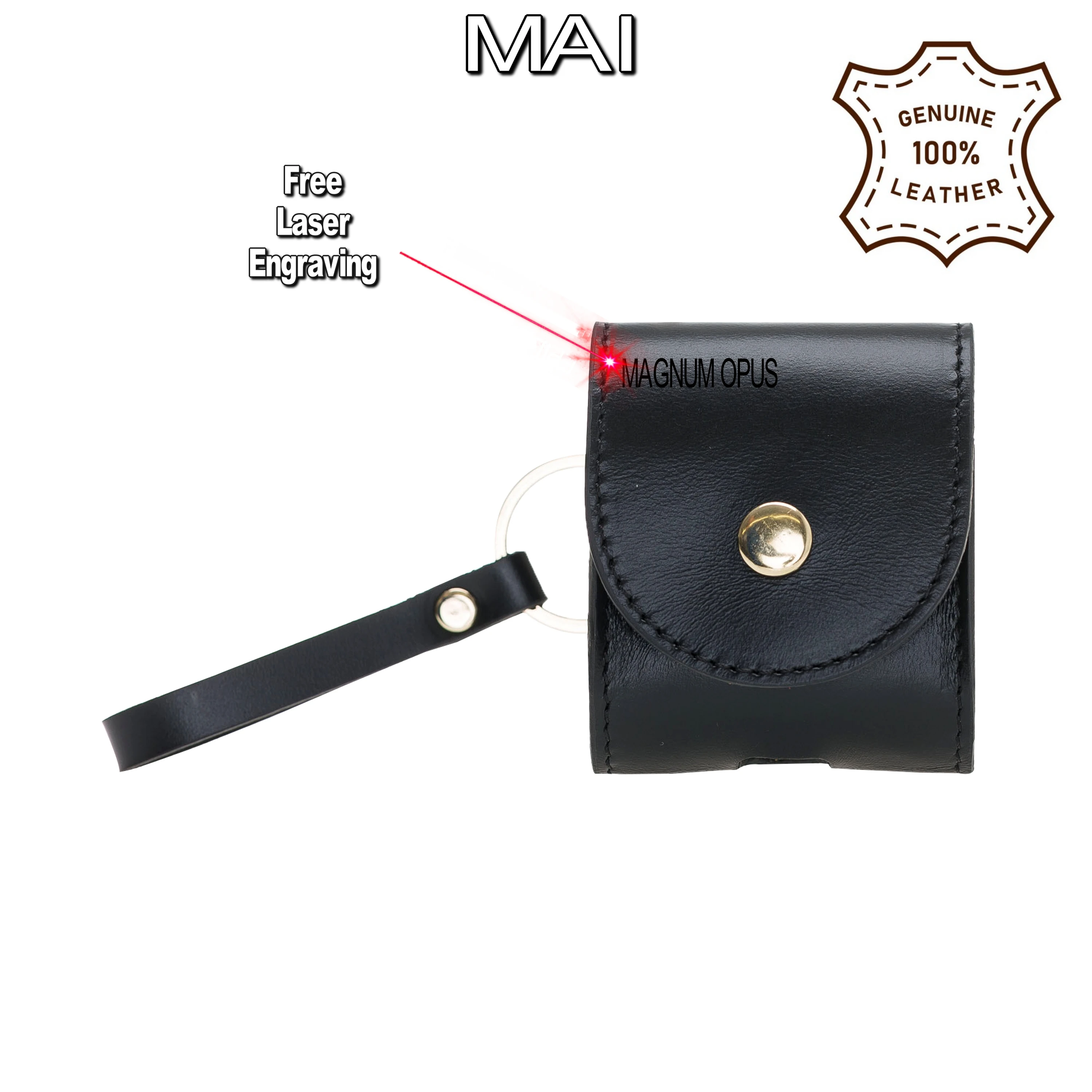 

Handmade Genuine Leather for Apple for AirPods 2 (2nd Generation) Case Sleeve Cover Holder Keychain, Charging Case Protective
