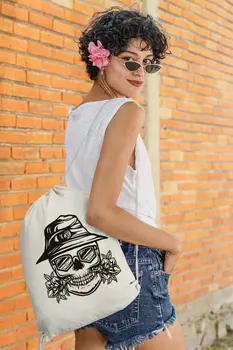 

Angemiel Bag Ağzıda Rose Holding Romantic Skeleton Man Cloth Backpack