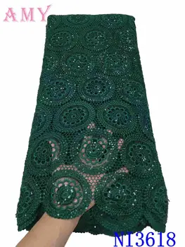 

2020 Latest Green Guipure Cord Lace Fabric African High Quality Milk Silk For Nigeria Wedding AMYNI3618