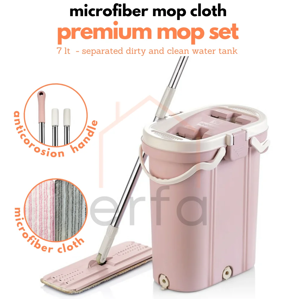 Vipset Premium Mop Flat Squeeze Bucket Handfree Wringing Floor Cleaning Tamponi In Microfibra Uso Bagnato O Asciutto Piastrelle In Laminato Di Legno D