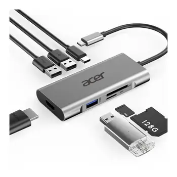 

Acer HP.DSCAB.001 hub USB 3.0 interface (3.1 Gen 1) Type-C 5000 Mbit/s silver