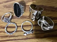 Tocona 6 unids/set Bohemia Color de plata antiguo Cross Arrow de diamantes de imitación negro anillos de encanto establece para las mujeres joyería de fiesta de кольца 3450