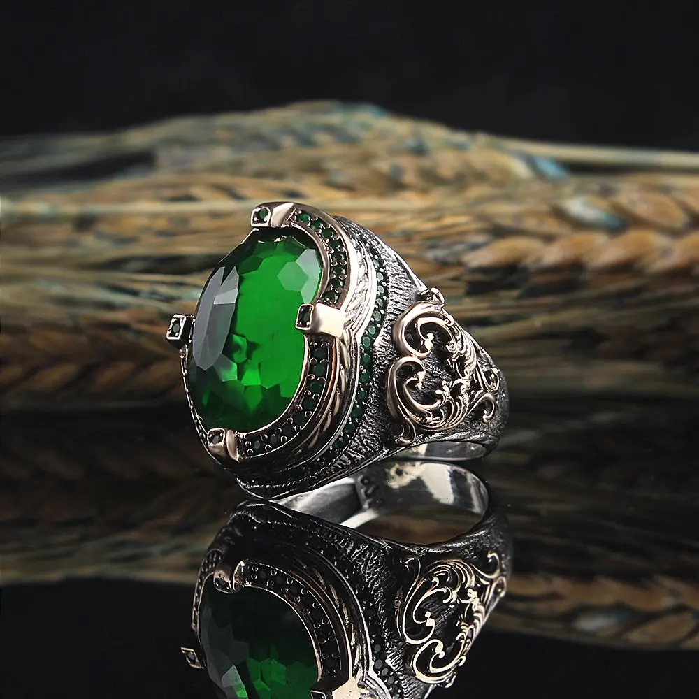 Zircon-925-Silver-Engraved-Traditional-Handmade-Turkish-Signet-Ring ...