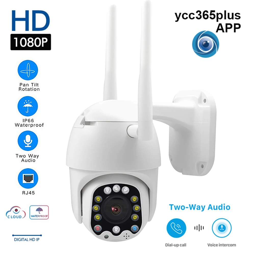 WIFI Camera Outdoor PTZ IP Camera H.265X 1080p Speed Dome CCTV Security Cameras IP Camera WIFI Exterior 2MP IR Home Surveilance