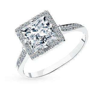 

Silver ring with cubic zirconia sunlight sample 925 test