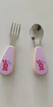 Juego de cubiertos de acero inoxidable ABS Cartoon 304, tenedor conveniente antideslizante para bebé, cuchara antiescaldado, vajilla de dos piezas para niños