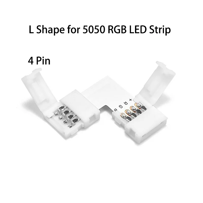 4 Pin 10mm L Shape T Shape X Shape Led Connector RGB LED Light Strip  Connectors 90 Degree Corner Connectors For SMD 5050 Light B