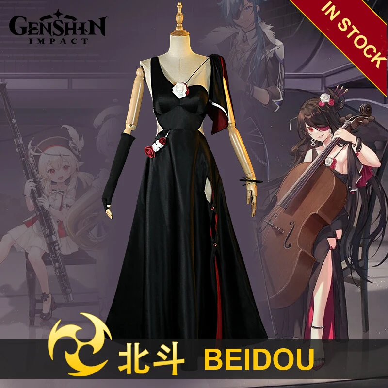 

Genshin Impact Beidou Cosplay Costume Concert Dress Black Gown Party Tube Dresses Women Carnival Halloween Christmas Outfit