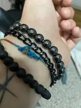 Pulsera de cuentas de hematita mate de piedra volcánica Natural para hombre y mujer, amuleto de moda, pulseras de oración de Buda, joyería de Yoga, regalos