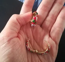 Hoop-Earrings Flower Circle Statement Jewelry Huggie Boho Vintage Women New-Fashion Enamel