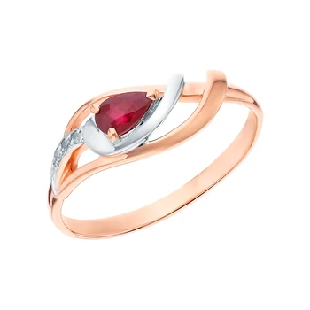 

Gold ring with rubies and diamonds sunlight sample 585