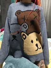 ZAZOMDE-suéter de oso de dibujos animados para hombre, ropa de invierno, Jersey de punto de manga larga a la moda, abrigo de algodón de gran tamaño, nuevo de 2020