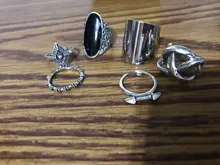 Tocona 6 unids/set Bohemia Color de plata antiguo Cross Arrow de diamantes de imitación negro anillos de encanto establece para las mujeres joyería de fiesta de кольца 3450