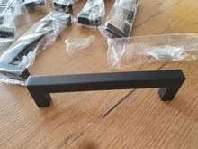 Manijas de armario cuadradas de acero inoxidable, tiradores de cajón de armario, puerta de baño, tirador para muebles de cocina, color negro, 3-15 pulgadas