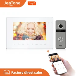 Jeatone interfone com vídeo para casa, vídeo porteiro, wi fi, tela de 7 polegadas, multi idioma, controle remoto, aplicativo, detecção de movimento, destrava dupla