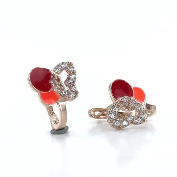 

Red Butterfly Baby Kids Tag Silver Earrings