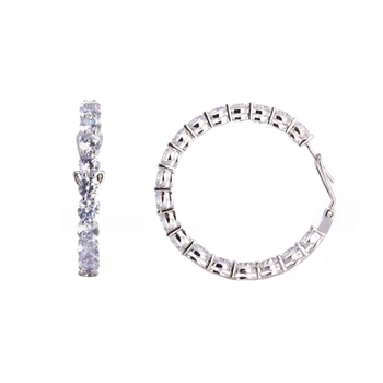 

Earrings-rings made of silver with baguette