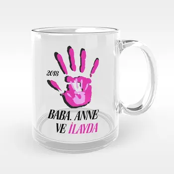 

Personalized Dad Mom and I Designed Glass Mug Cup-1