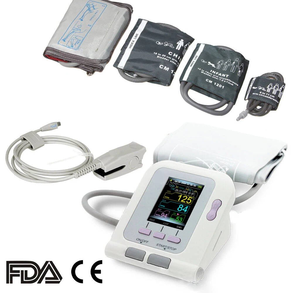 ONTEC08A Blood Pressure Monitor Meter Digital ArmTensiometers Electronic Sphygmomanometer INBP 4PCS Cuff Adults SPO2 Probe