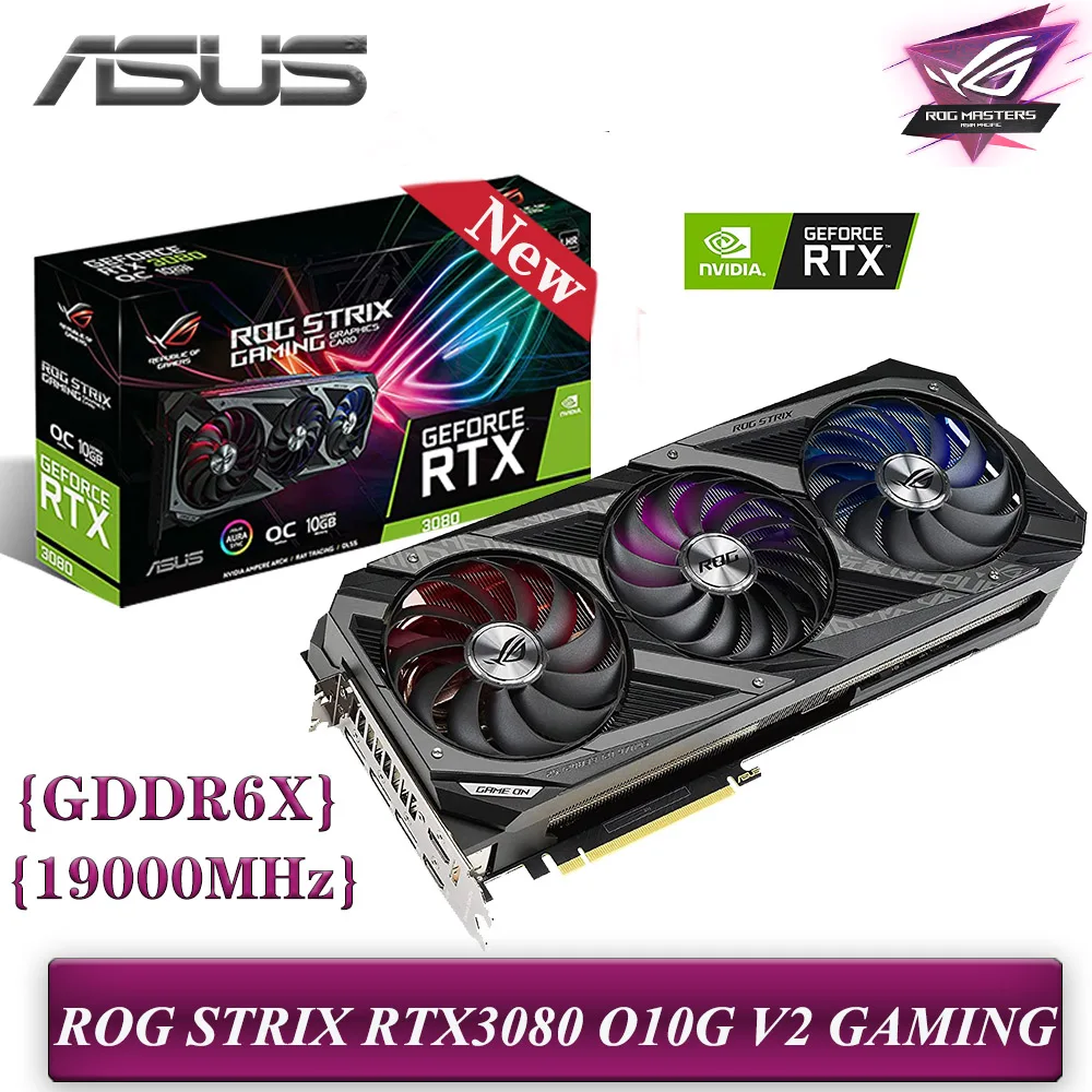 Asus ROG STRIX RTX3080 O10G V2 GAMING Video Card NVIDIA GDDR6X 10GB Slot  2.9 320bit PCI Express 4.0 RTX 3080 GPU Graphics Card