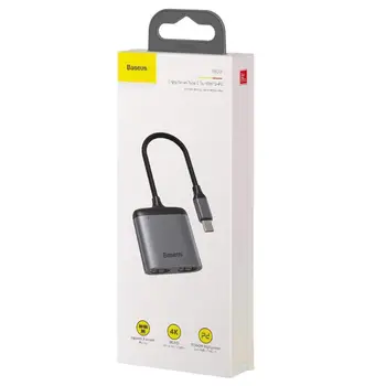 

Adapter baseus enjoy Series Type-C to HDMI * 2 + PD HD intelligent hub adapter Grey