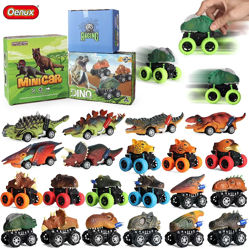 

Oenux Animals Catapult Pull Back Car Dinosaur World Shark Tiger T-REX Model Cute Vehicle Truck Kid Toy Birthday Gift With Box