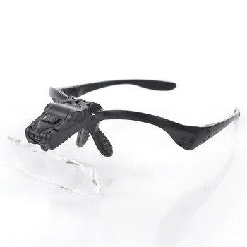 

Black (with battery) ABS Plastic 5 group Lens Headset Glasses with Light Magnifier Magnification Optical Lens