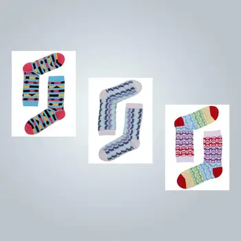 

3 Pairs Women's Crew Socks Colorful Patterned Premium Cotton