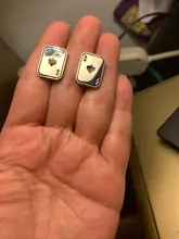 Gemas de calidad, gemelos artesanales con patrón de flor, patrón de Golden Horse, tela ovalada francesa, gemelos