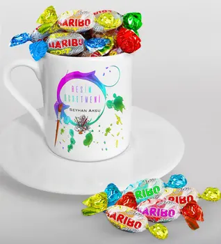 

Personalized Art Teacher Turkish coffee Cup and Haribo Candy Gift Set-4