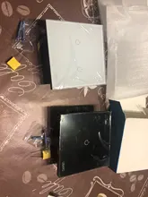 UBARO-Interruptor táctil AC100-240 europeo, panel LED de alimentación de pared de cristal templado en blanco y negro, 1/2/3 entradas