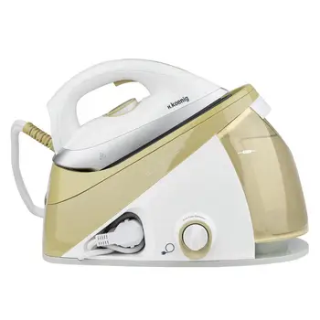 

H.Koenig V28 high-pressure steam ironing station / constant steam output: max. 150 g/min / ceramic special sole, horizontal and vertical steam shock function, 6 bar, 1.1 litre capacity, gold