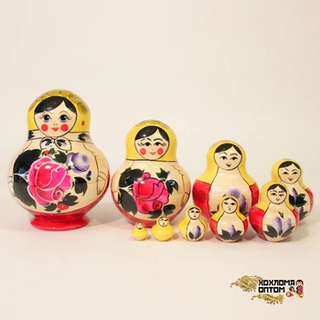 

Lhm10120 matryoshka traditional "Flashlight" 10 puppet, Khokhloma