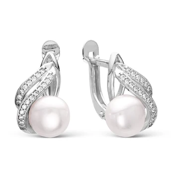 

Silver earrings with pearls and cubic zirconia
