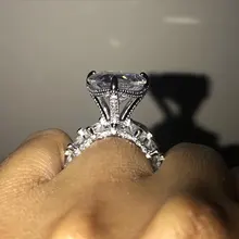 Sona-Conjunto de anillos de compromiso de Plata de Ley 925 y circonita cúbica de 8 quilates, para hombre y mujer, joyería Vintage para fiesta