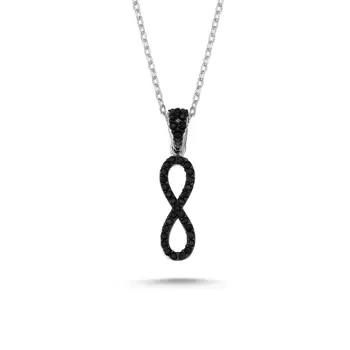 

Angemiel 925 Silver Zircon Cubic Zirconia Infinity Necklace-Rhodium Plated