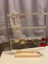 Soporte de exhibición para pendientes de tuerca de Metal con Base de madera, organizador de pendientes con 24/44/66 agujeros, venta al por mayor