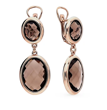 

Gold earrings with раухтопазами sunlight sample 585
