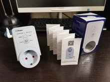 Enchufe de la UE, enchufe inteligente GSM, inglés, ruso, SMS, Control remoto, temporizador, controlador de temperatura con Sensor, enchufe de toma de corriente