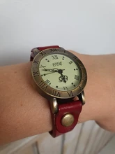 Shsby-reloj Vintage romano de cuero de vaca para mujer, pulsera de vestir, de cuarzo de bronce, para estudiantes