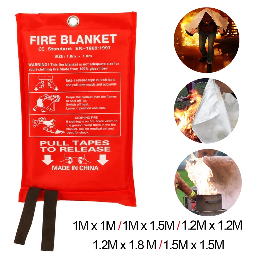 Fiberglass Fire Blanket For Emergency Surival Various Sizes Portable