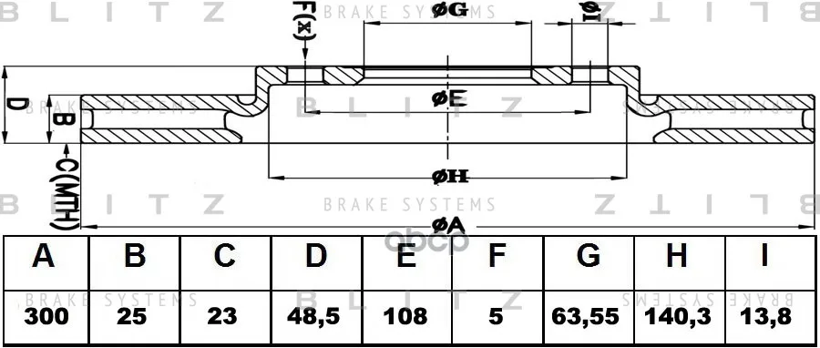 Диск Тормозной Ford Focus/C-Max/Kuga 04-/Land Rover Freelander 06-/Volvo C30/C70/S40/V50 04- Blitz арт. BS0202