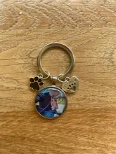 Llavero personalizado con foto de perro, colgante de cristal de perro y amor, Mini llavero de corazón, llave de coche, regalo de recuerdo