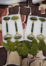 Gua Sha-Rodillo de Jade masajeador Facial 100% verdadera piedra Natural, rascador Gouache, herramientas de masaje para el cuidado de la piel
