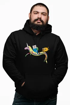 

Angemiel Wear Unicorna Overlapping Finn And Jack Black Male Hooded Sweatshirt