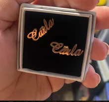 Pendientes de acero inoxidable personalizados con nombre, joyería hecha a mano con placa de nombre personalizada para mujeres y niñas, pendientes joyas Bisutería