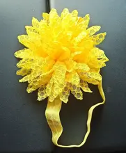 Diadema elástica de encaje con flor grande para bebé, tocado de moda para niños, accesorios de fotografía para recién nacidos de 0 a 2 años