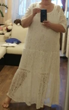 Robe Femme Maxi Long-Dress Crochet O-Neck Lace Party-Vestidos Women Summer 3/4-Sleeve