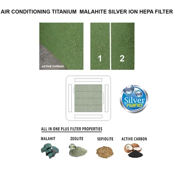 

Hall and Ceiling Commercial Air Conditioning Hepa Filter + Carbon Block filter Titanium Malahite Silver Ion Coating